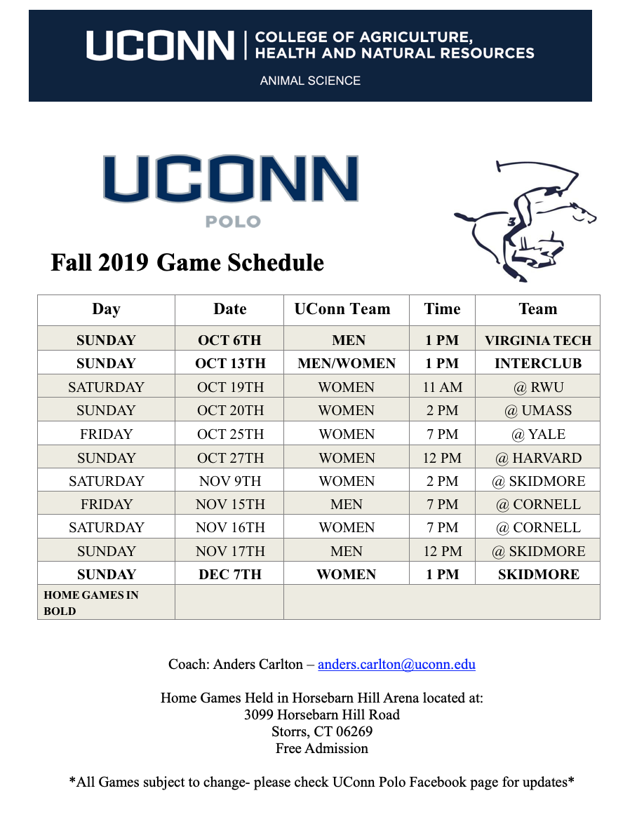 Schedule | UConn Polo Club